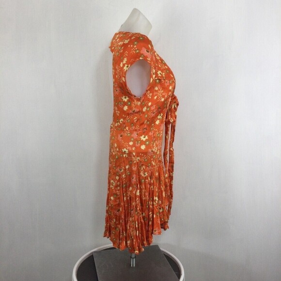 Free People Womens It Takes Two Wrap Dress Orange Peach Combo Size XS NWT $128 - Picture 12 of 14